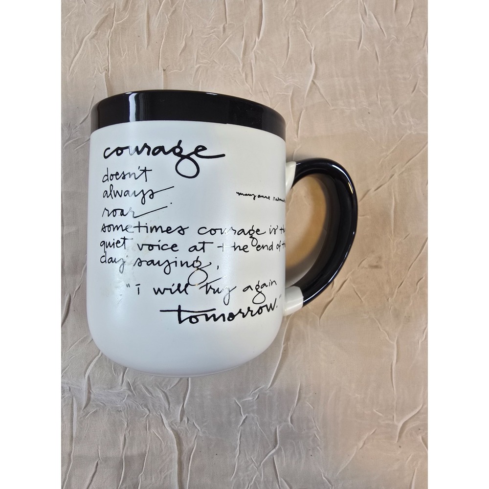 Abbey Gift Inspirational Mug Set Courage & Fearless Quotes Black White Silver